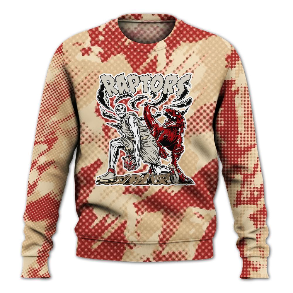 Sweatshirt To Match Dunk Low Strawberry Waffle - Raptors Skeleton Abstract Halftone All Over Print
