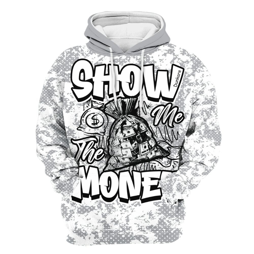 Hoodie To Match Low OG Wolf Grey 1s - Show Me The Money Retro All Over Print