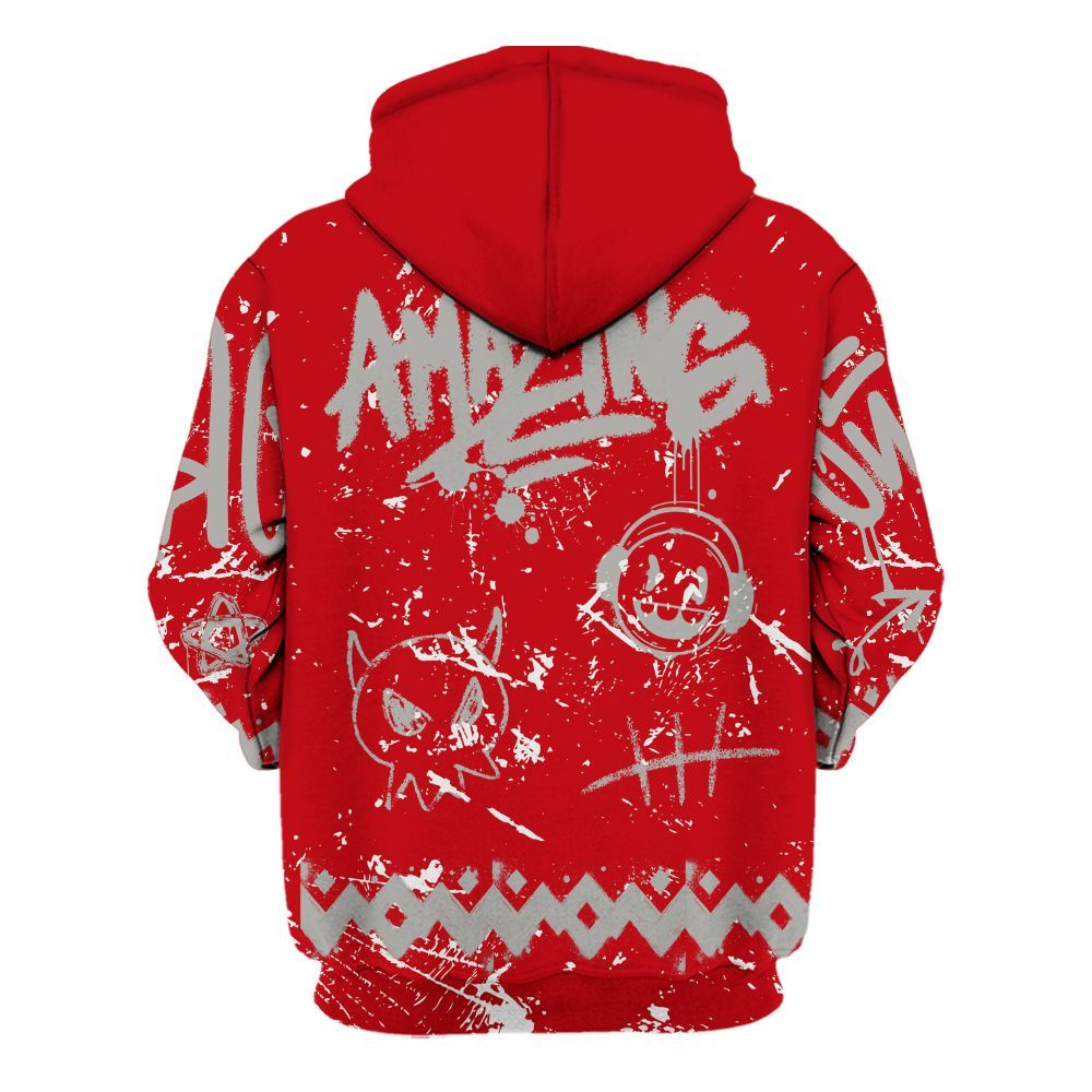 Hoodie To Match Air Griffey Max Gray Reds 1s - Friday Sneaker Crayon All Over Print