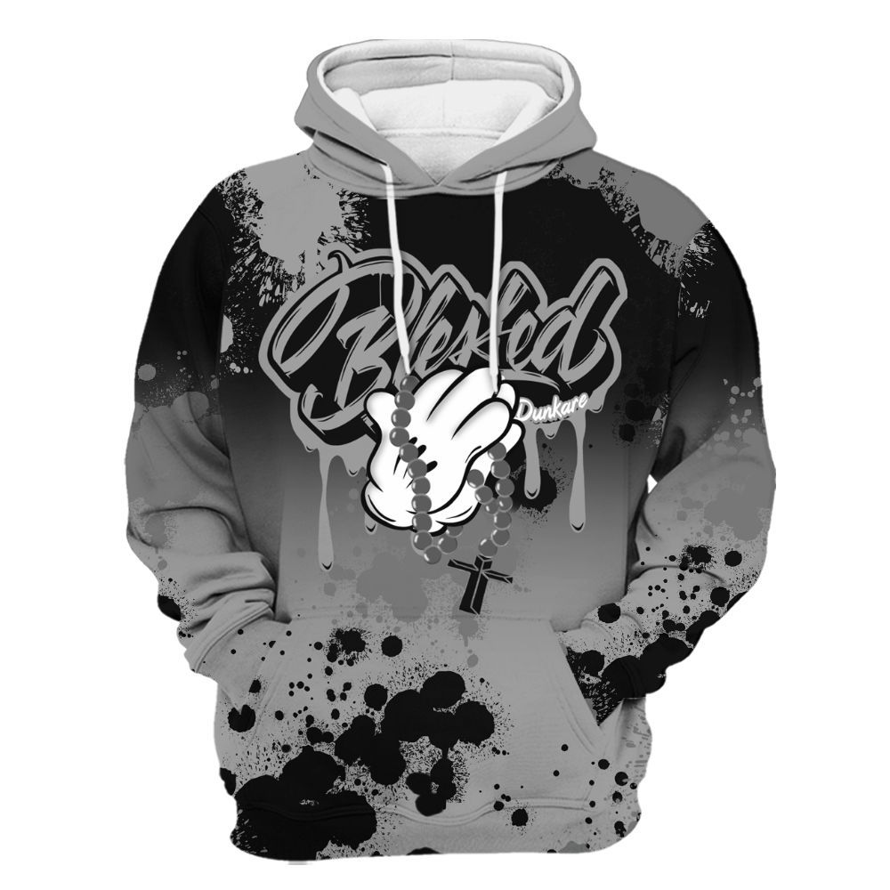Hoodie To Match Black Wolf Grey 12s - God Blessed Dripping All Over Print