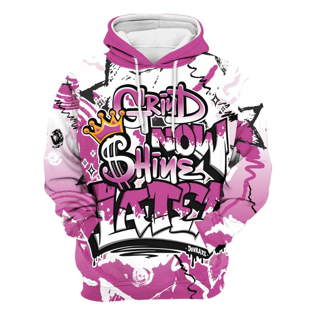 Hoodie To Match Dunk Low Active Fuchsia - Grind Shine Later Drip All Over Print