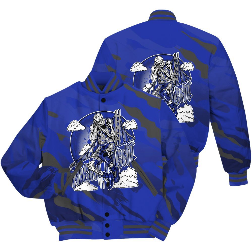 Varsity Jacket To Match Air Max Plus Black Racer Blue Shirt - Seeya Skeleton Colored All Over Print