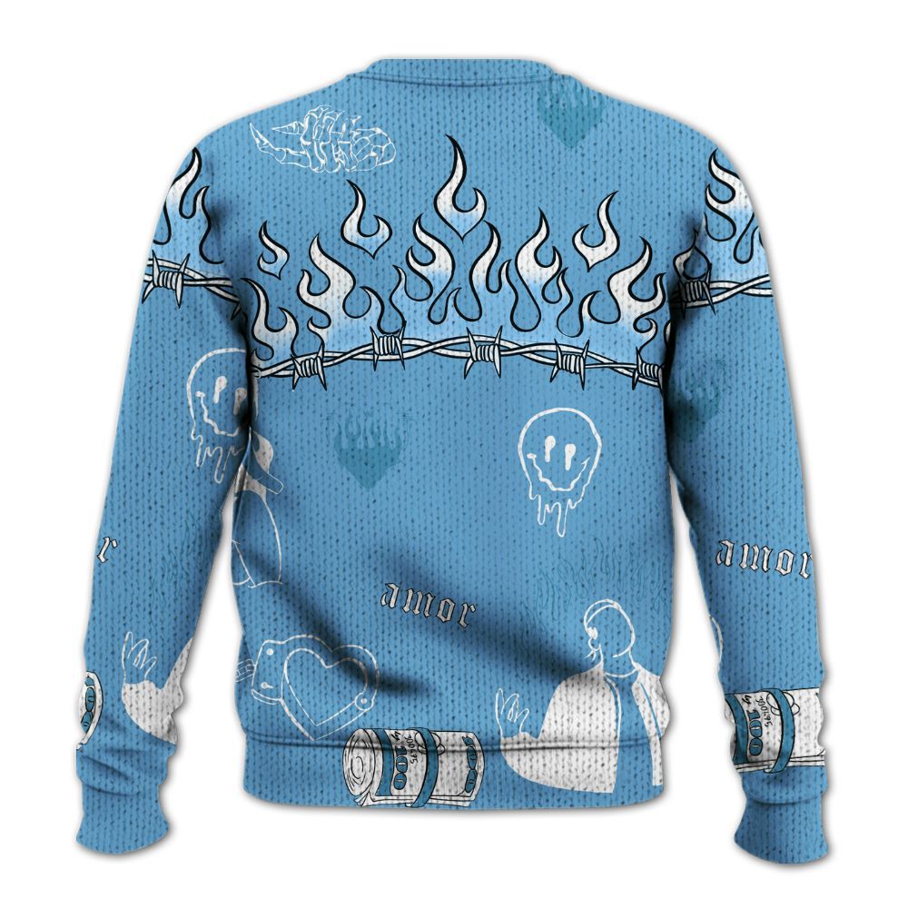 Knitted Sweater To Match SB Dunk Low University Blue - Snake Trust No One