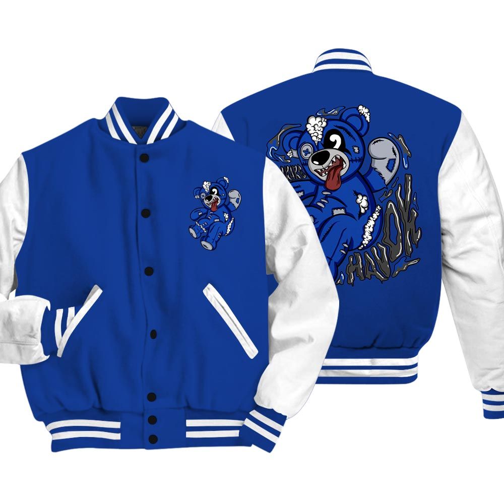 Varsity Jacket To Match Air Foamposite One Royal Vasity Jacket - Havok Bear Vasity Jacket Unisex