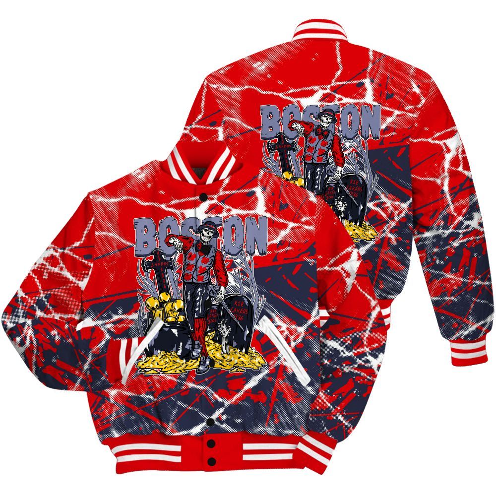 Varsity Jacket To Match Low OG Howard Bison 1s Shirt - Goldrush Skeleton Profound All Over Print