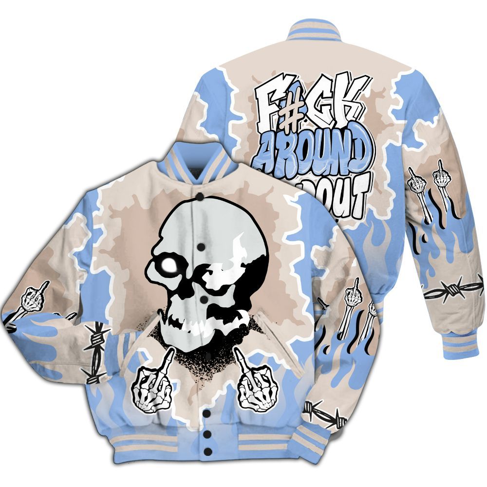 Varsity Jacket To Match Air Max 1 Royal Pulse - F Around Find Out Graphic Trapped All Over Print