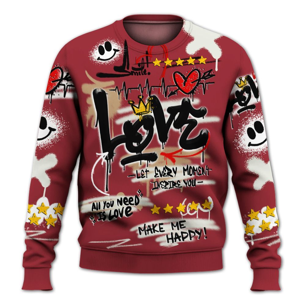 Sweatshirt To Match Chicago 2025 40s Shirt, Happy Love Beats Graffiti Streetwear All Over Print