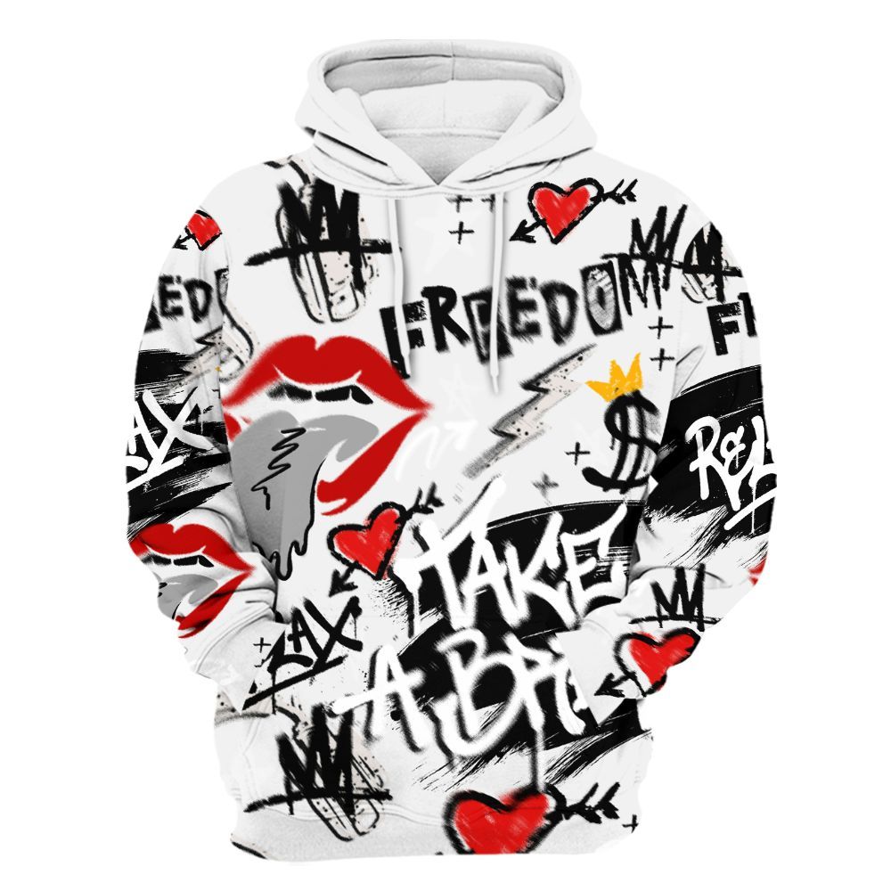 Hoodie To Match Retro Reverse Metallic 5s - Take Break Freedom Graffiti Streetwear All Over Print