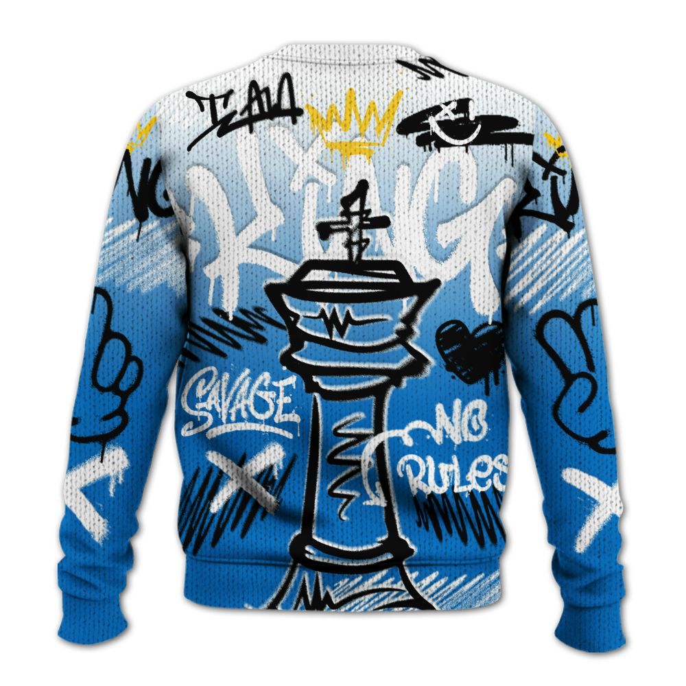 Knitted Sweater To Match Low Game Royal 1s - Street King Chess Streetwear