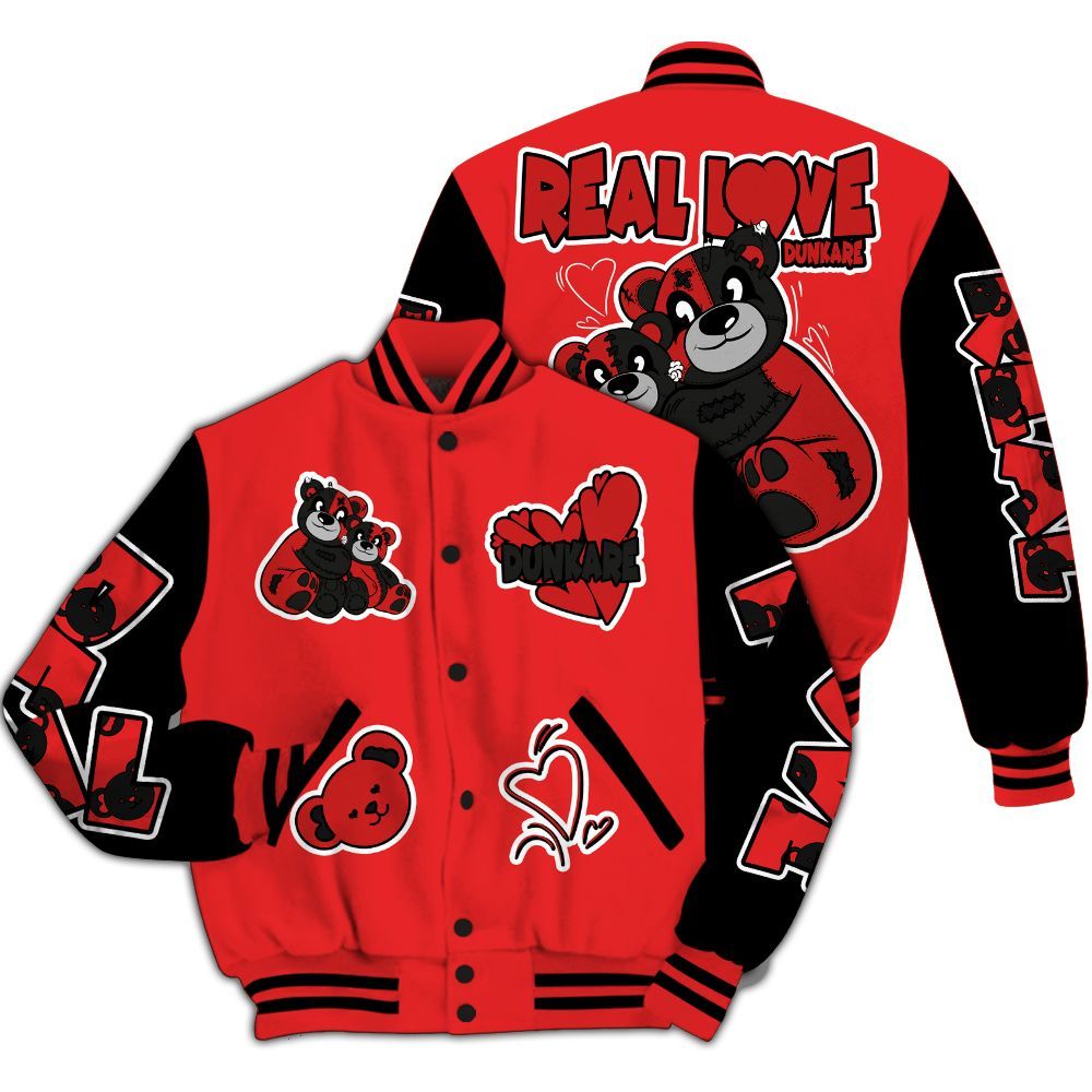 Varsity Jacket To Match Red Thunder 4s - Sincere Fondness Bear All Over Print