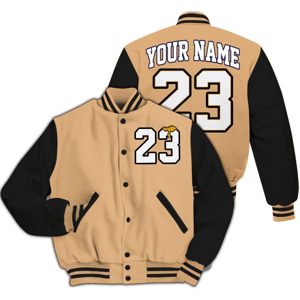 Varsity Jacket To Match SE Afrobeats 7s - Custom Name Number 23 Drip All Over Print