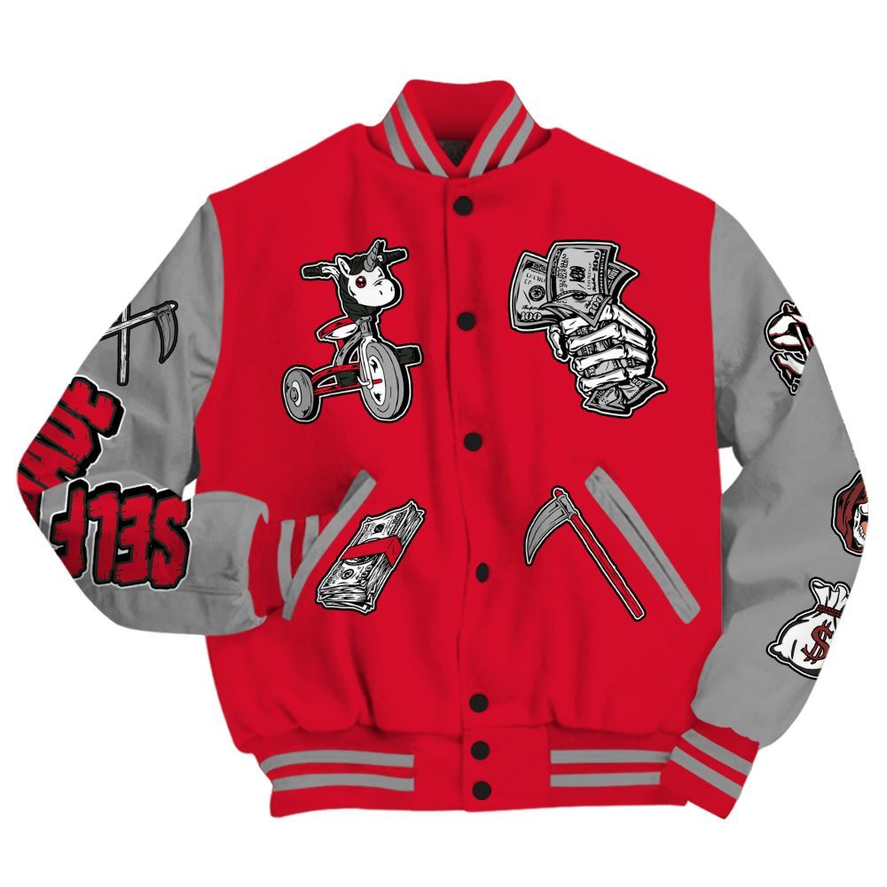 Varsity Jacket To Match Air Max Sunder Gore Tex Fire Red - Self Make Skeleton All Over Print