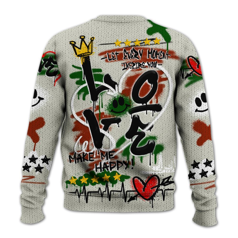 Knitted Sweater To Match El Grito 5s - Happy Love Beats Graffiti Streetwear