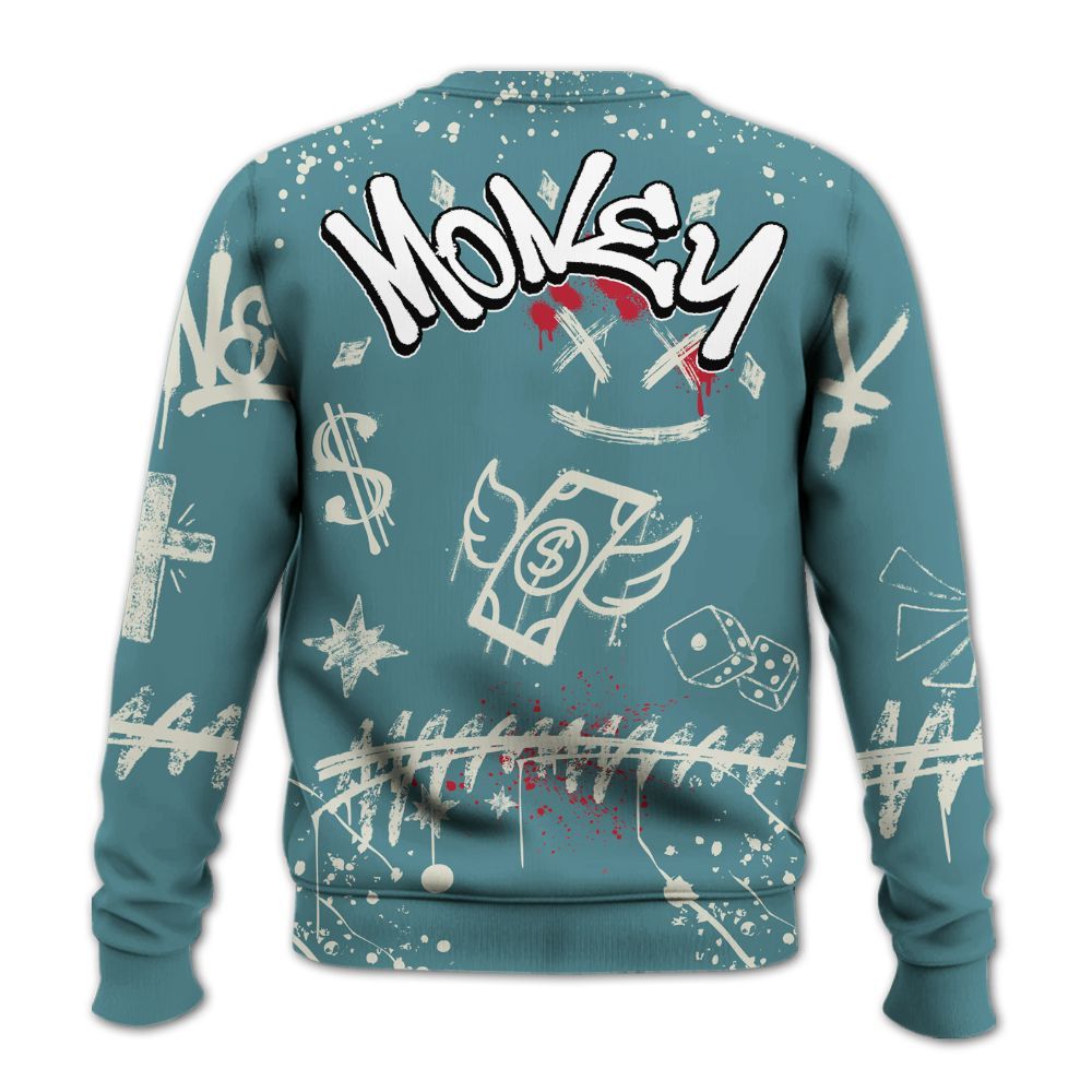 Sweatshirt To Match Dunk Low Denim Turquoise Royal - Everybody Paid In Full Crayon All Over Print