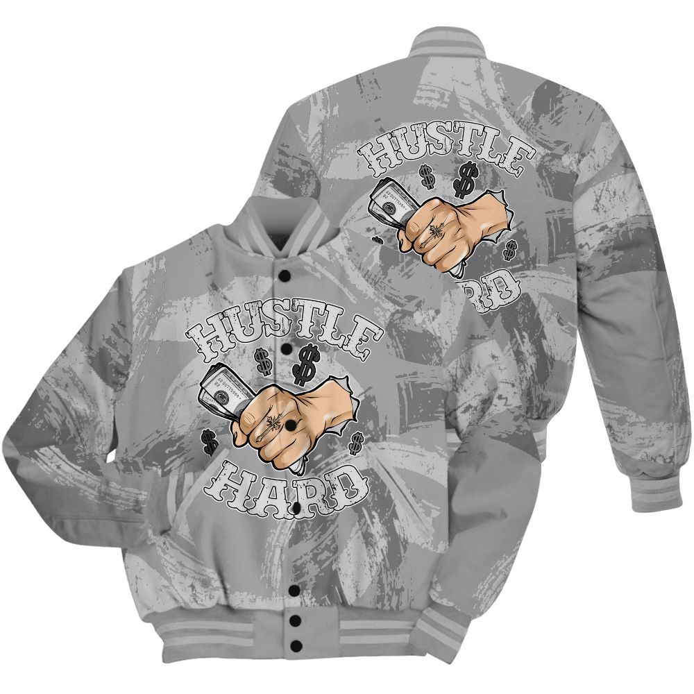 Varsity Jacket To Match Black Wolf Grey 12s Shirt - Hustles Hard! Splash All Over Print