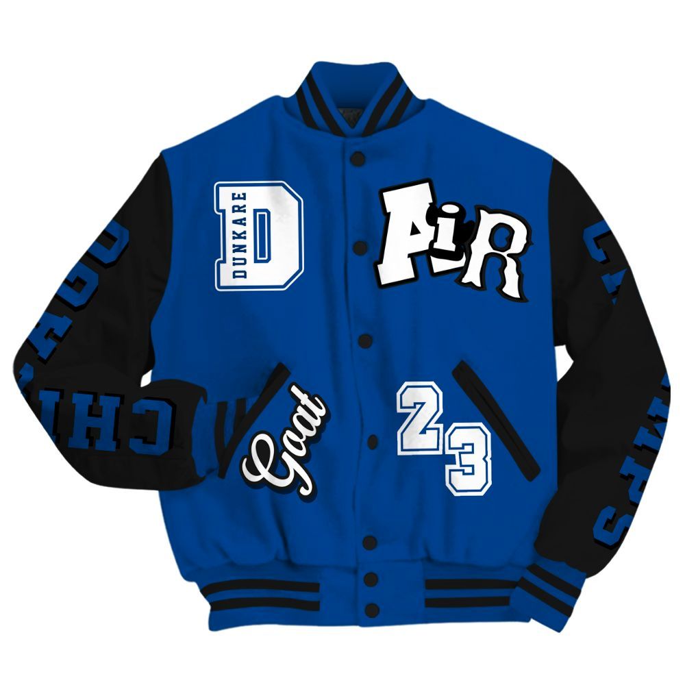 Varsity Jacket To Match Low 85 Royal 1s Shirt - AIR Number 23 GOAT All Over Print