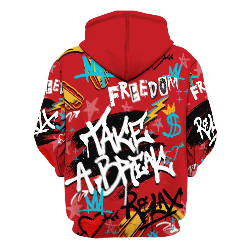 Hoodie To Match Dunk Low Fruity Pebbles - Take Break Freedom Graffiti Streetwear All Over Print