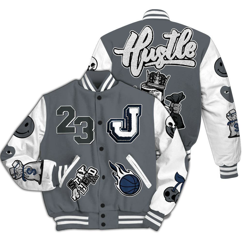Varsity Jacket To Match Flint Grey 9s - Hustles Money Number 23 All Over Print