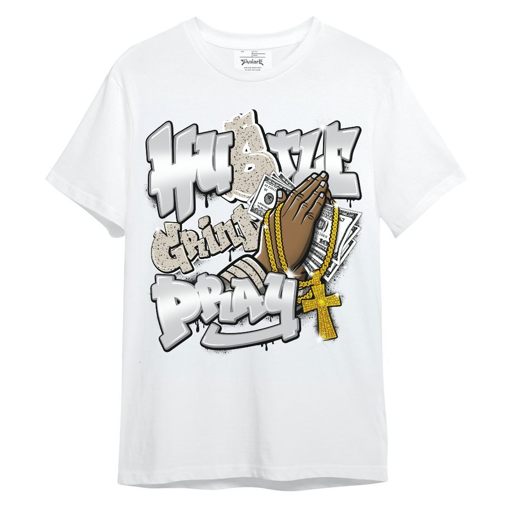 Shirt To Match Metallic Silver 2024 5s - Hustle, Money Pray Streetwear Unisex Shirt