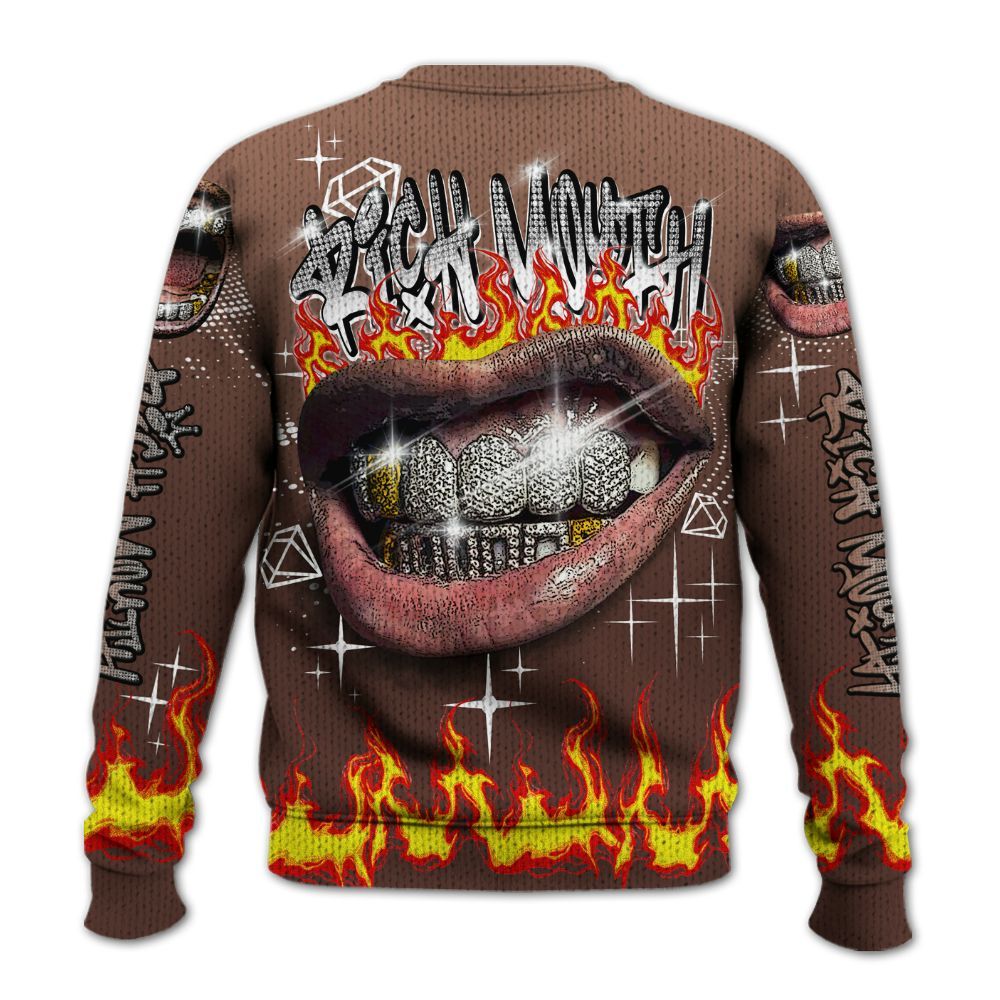 Knitted Sweater To Match KD 4 Christmas - Rich Mouth Fire Rap Retro 90s