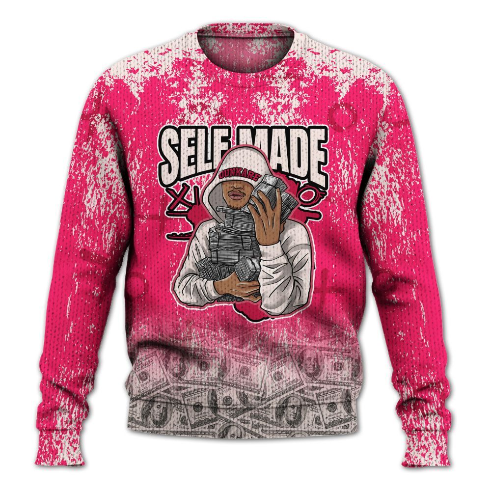 Knitted Sweater To Match A'One Pink Aura - Selfmade Unique Grunge