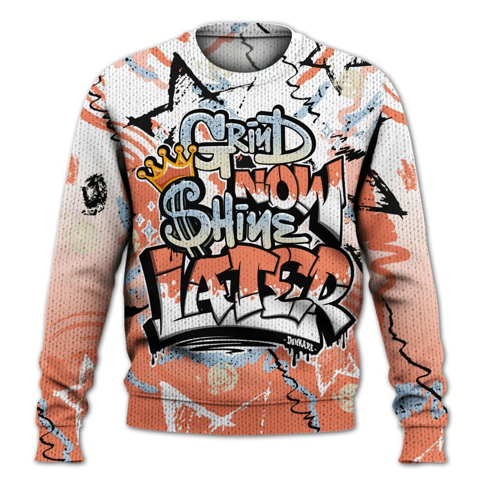 Knitted Sweater To Match DJ Khaled Crimson Bliss 5s - Grind Shine Later Drip