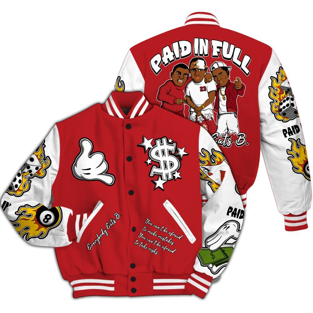 Varsity Jacket To Match Retro Cherry 12s - Everybody Paid In Full Graphic All Over Print