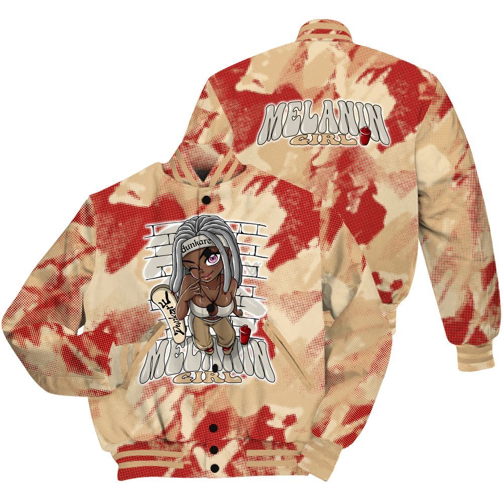 Varsity Jacket To Match Dunk Low Strawberry Waffle Shirt - MelaninGirl Abstract Halftone All Over Print