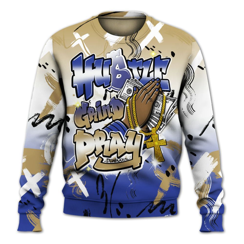 Sweatshirt To Match Air 180 Concord - Money Hustle Grind Pray All Over Print