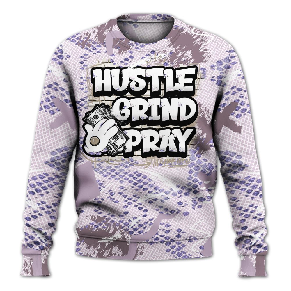 Sweatshirt To Match Air Force 1 Low Purple Snake - Hustle Grind Pray Retro All Over Print