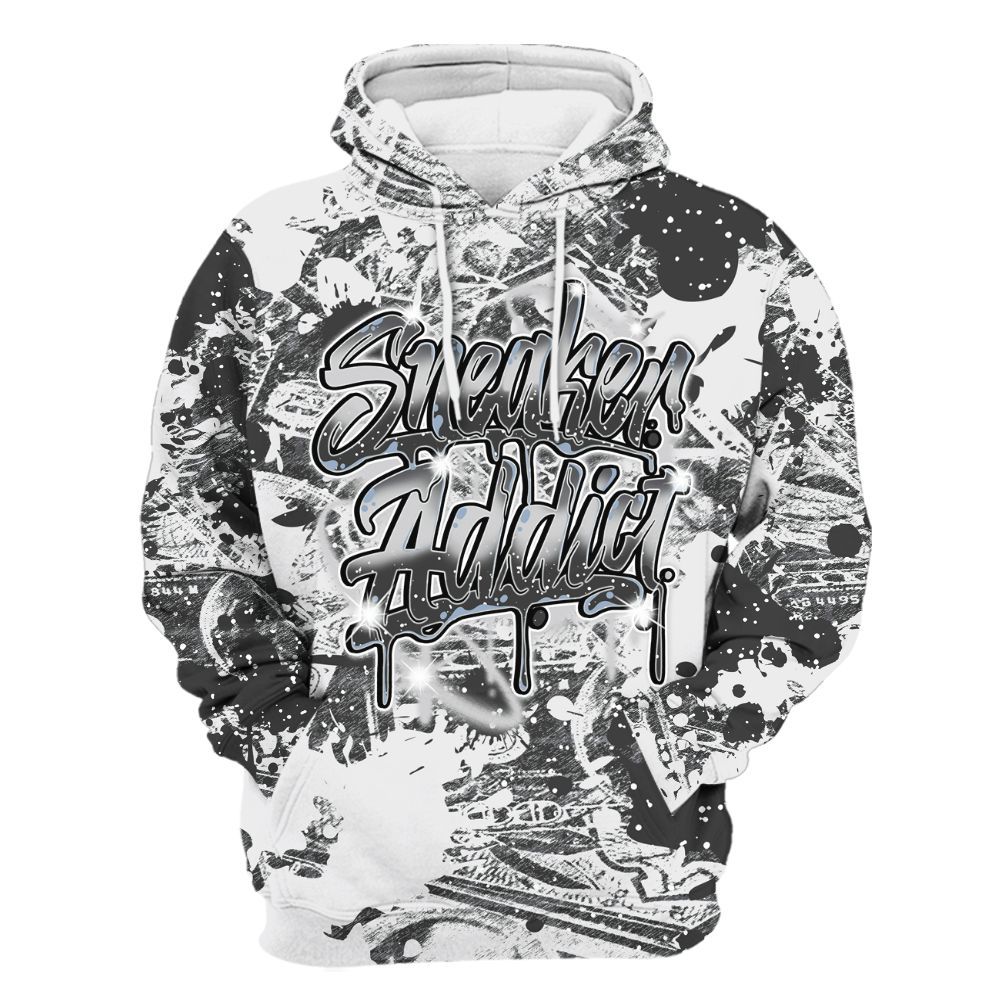Hoodie To Match Reverse Black White 6s - Addiction Sneakers Graphic Street Art All Over Print