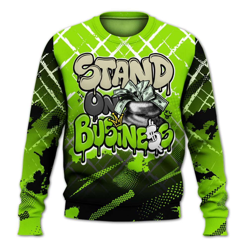 Sweatshirt To Match Electric Green 6s - Halftone Stand Business Dripping All Over Print
