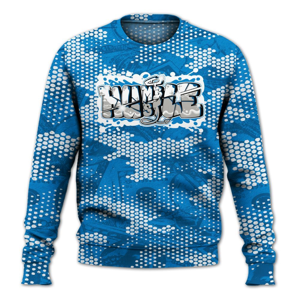 Sweatshirt To Match Industrial Blue 4s - Humbled Hustles Graphic Banknotes All Over Print