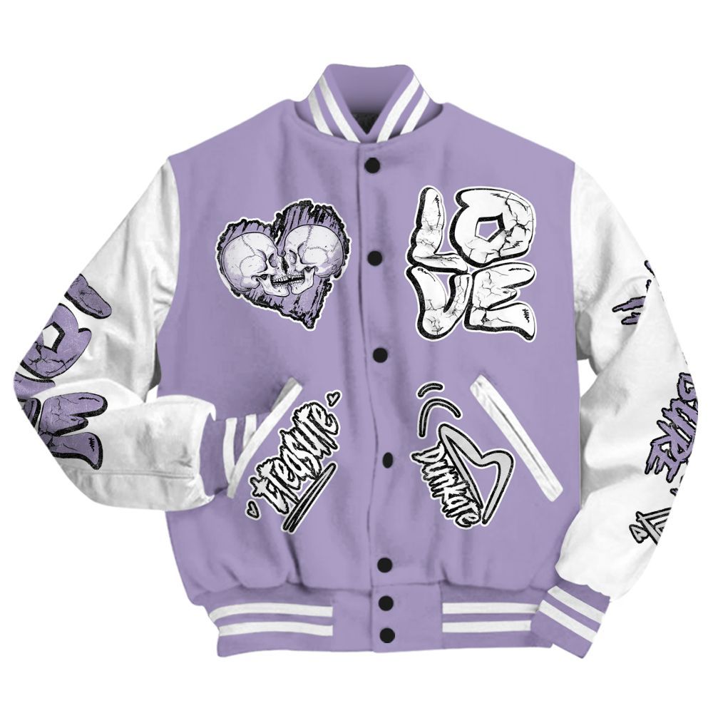 Varsity Jacket To Match Low Pure Violet 11s - Skull Bear All Over Print