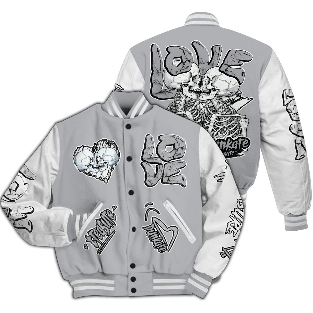 Varsity Jacket To Match Low OG Wolf Grey 1s - Skull Bear All Over Print