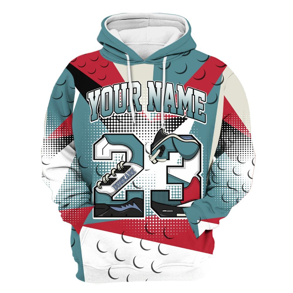 Hoodie To Match Dunk Low Denim Turquoise Royal - Poly Custom Name Number 23 5s All Over Print