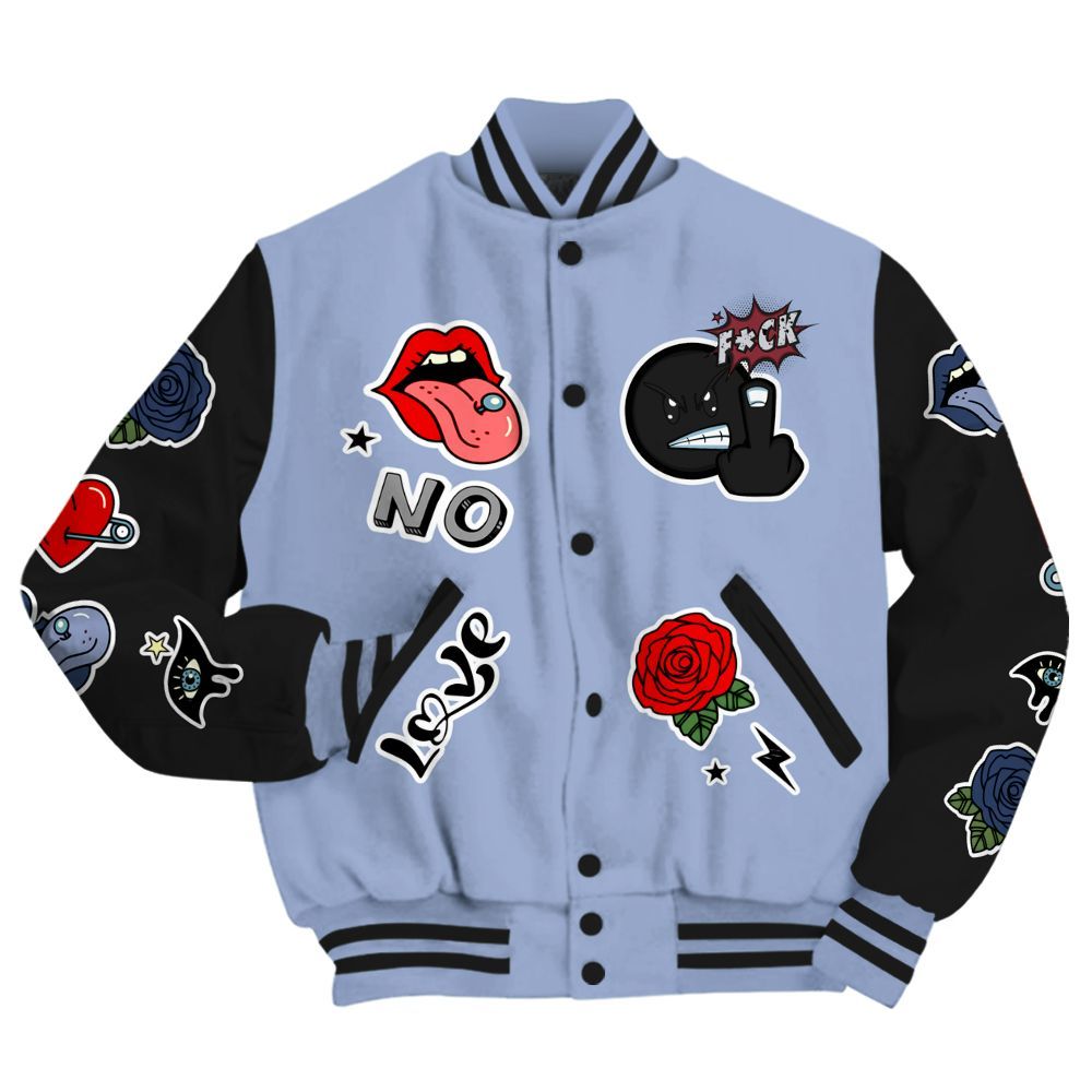 Varsity Jacket To Match Black Metallic 5s - FK Around Find Out All Over Print