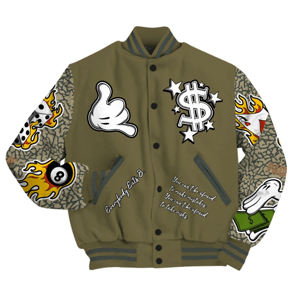 Varsity Jacket To Match Retro Family Affair 3s - Everybody Paid In Full Graphic All Over Print