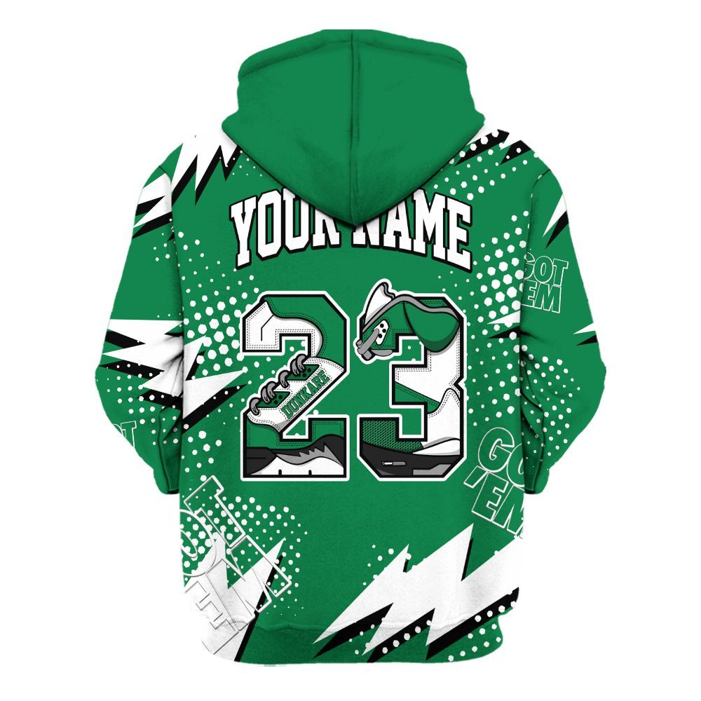 Hoodie To Match Pine Green 13s - Custom Name Number 23 5s All Over Print