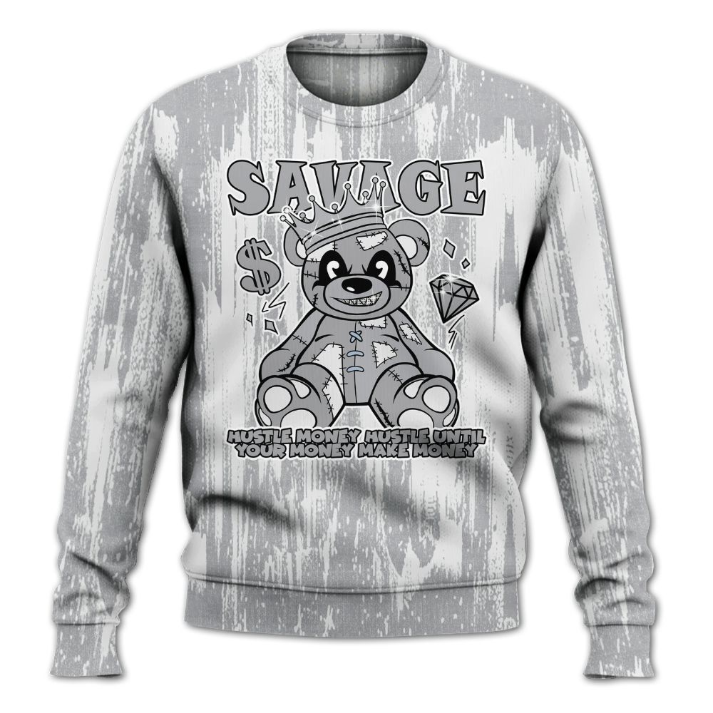 Sweatshirt To Match Low OG Wolf Grey 1s - Savages Bear Glitch Art All Over Print