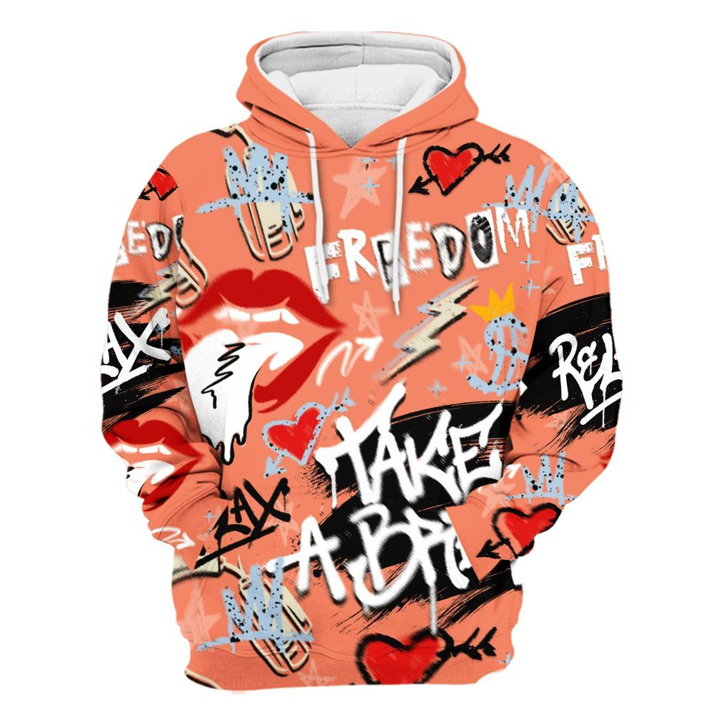 Hoodie To Match DJ Khaled Crimson Bliss 5s - Take Break Freedom Graffiti Streetwear All Over Print