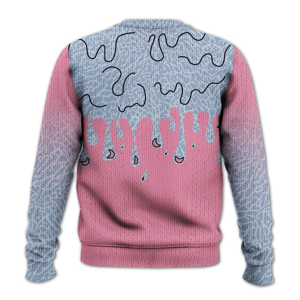 Sweater To Match Denim Pink Glow 3s - Trust No One Drip Graphic