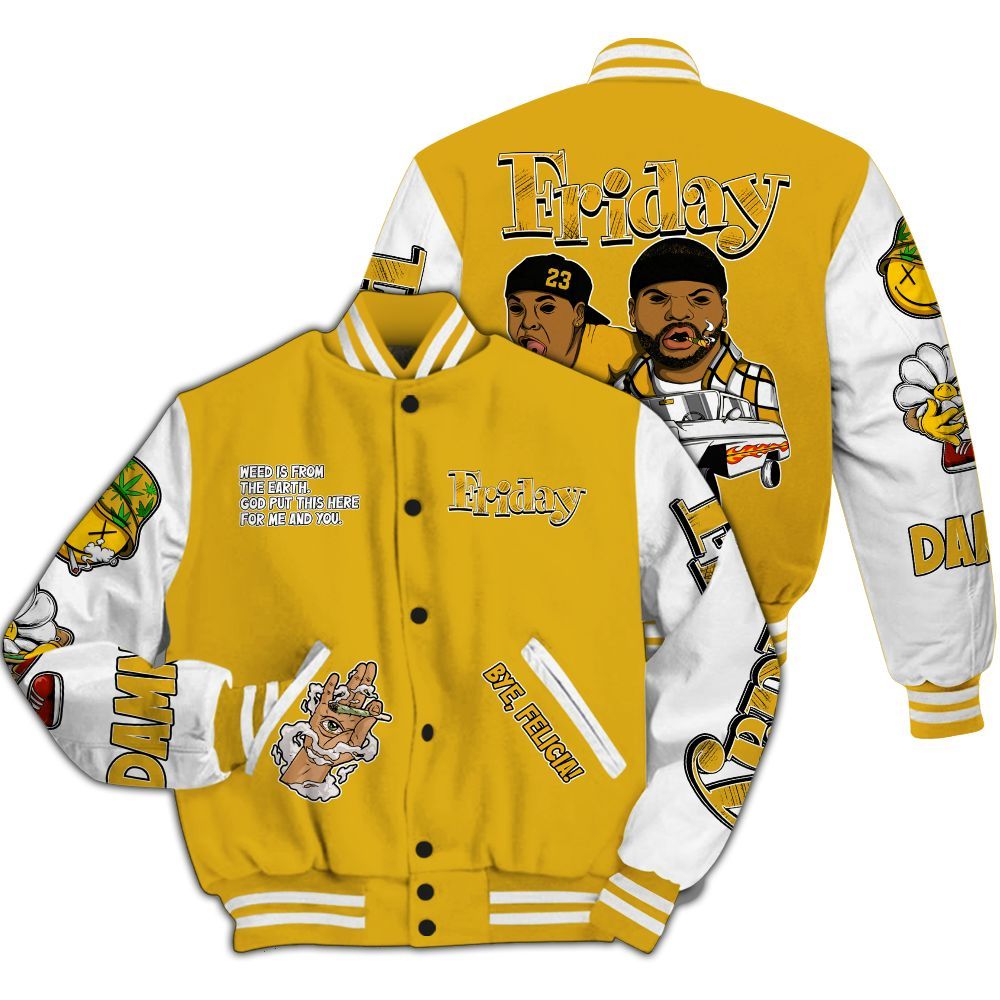 Varsity Jacket To Match Vivid Sulfur 4s - Friday Sneaker Stress Style All Over Print