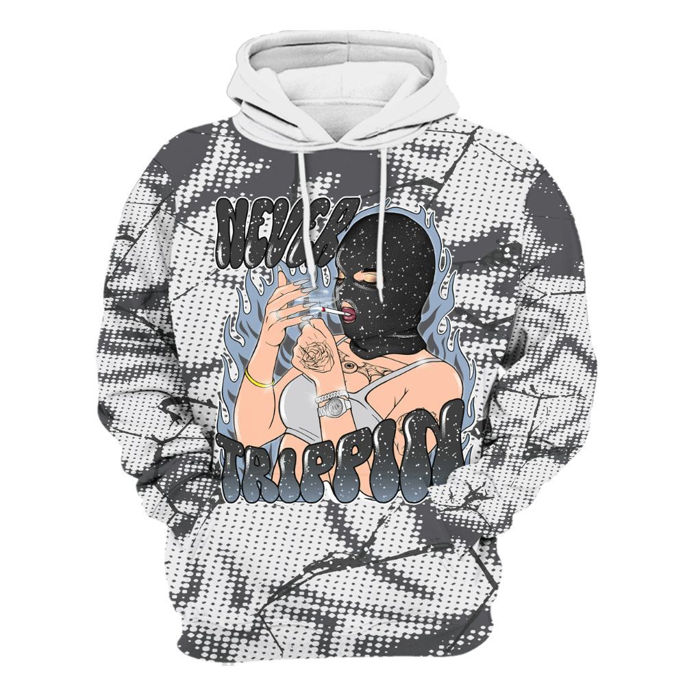 Hoodie To Match Reverse Black White 6s - Ne'er Trippin' Unique Crack All Over Print