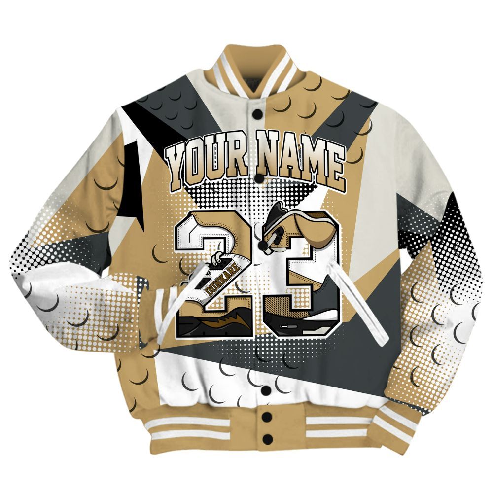 Varsity Jacket To Match Black LD 1000 Shirt, Poly Custom Name Number 23 5s All Over Print