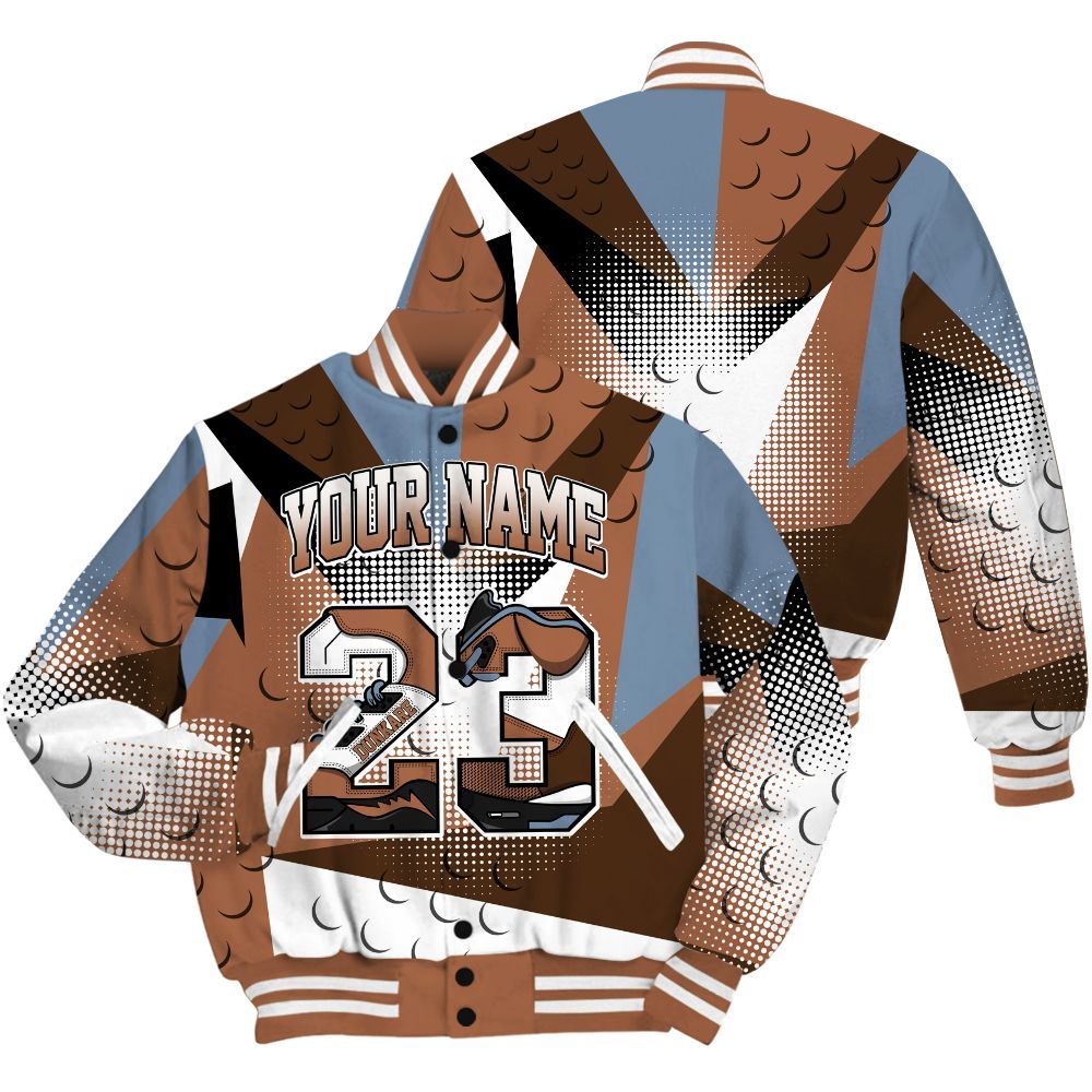 Varsity Jacket To Match Air Foamposite Metallic Copper Shirt, Poly Custom Name Number 23 5s All Over Print