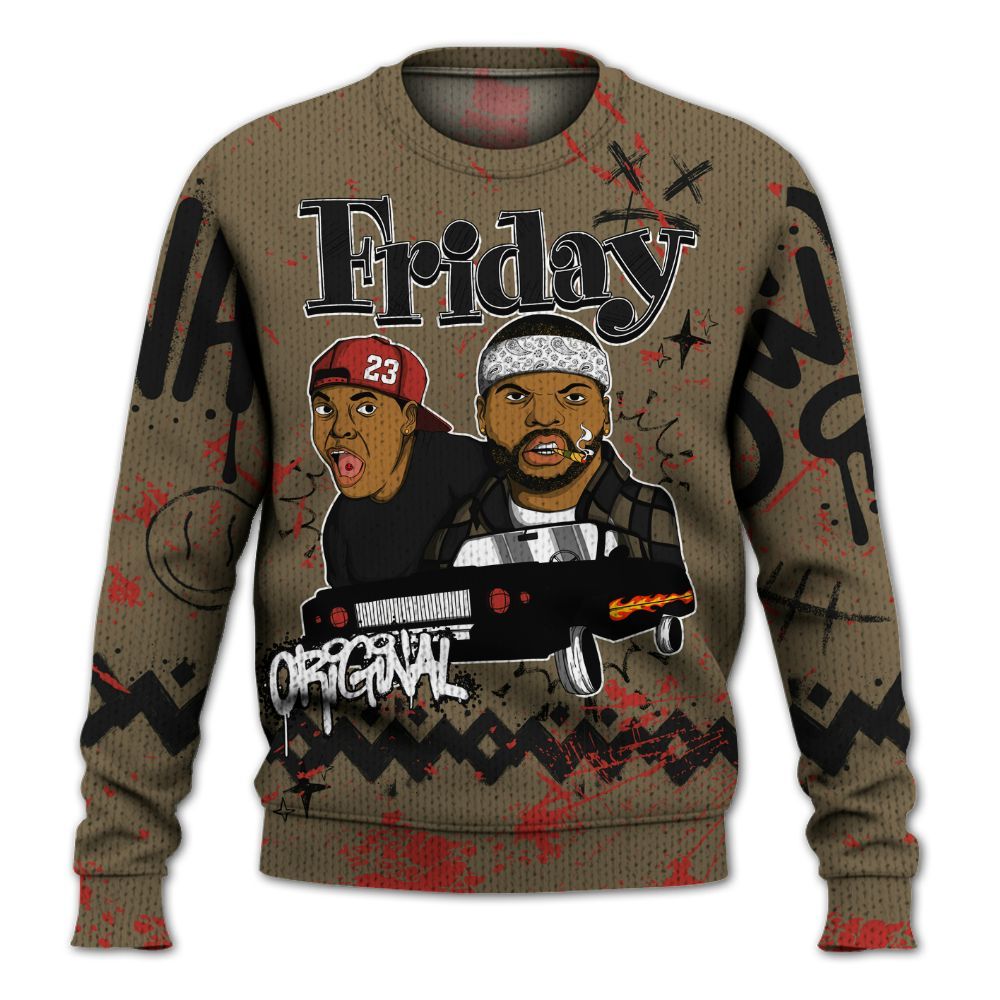 Knitted Sweater To Match Olive 9s - Friday Sneaker Crayon