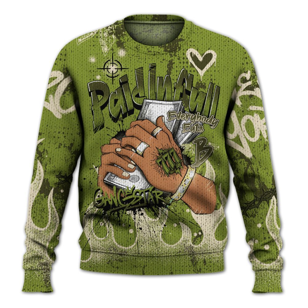 Knitted Sweater To Match SB Dunk Low Asparagus - Lucky Money Paid In Full Graffiti