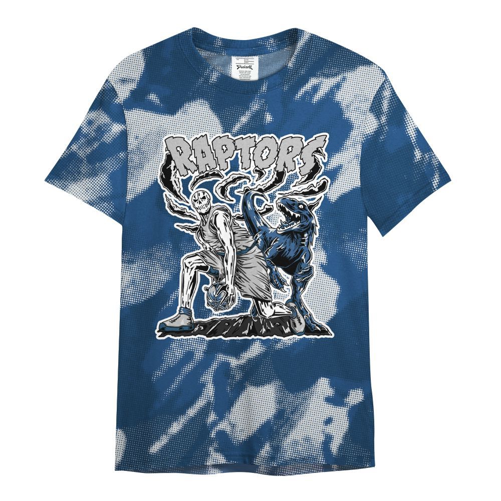 Shirt To Match High OG Midnight Navy 1s - Raptors Skeleton Abstract Halftone All Over Print