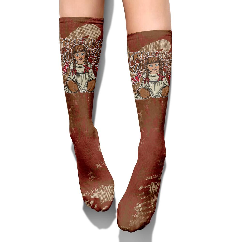 Sock To Match Archaeo Brown 5s - Genuine Loves Bear Halloween Heart Grunge